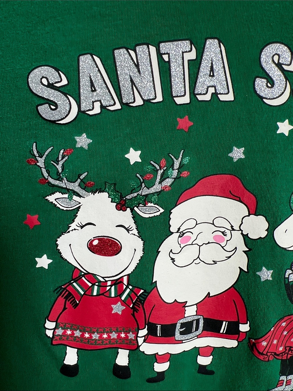 Holiday Time | Green "Santa Squad" Kids Long Sleeve Tee Size XL (14-16) - Picture 8 of 17